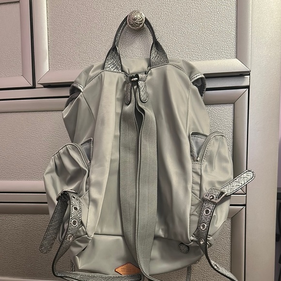 MZ Wallace Gray Backpack with Adjustable Straps and Top Handle